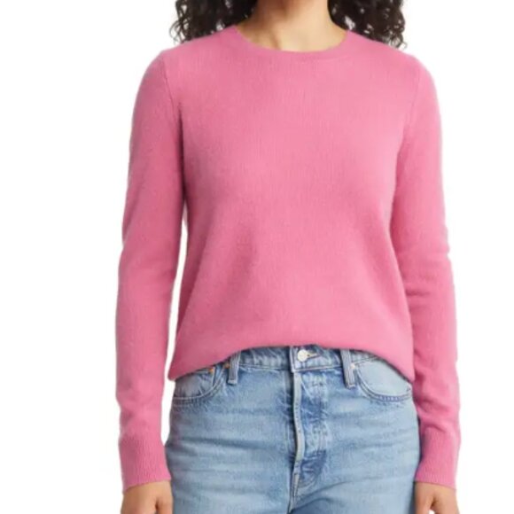 Nordstrom 100% Cashmere Pink Crewneck Sweater - Picture 1 of 12